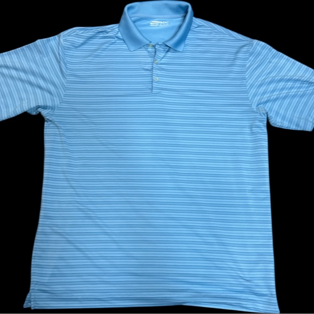 Nike Golf Fit Dry Blue Polo‎ Shirt with White Thin Classic Stripes XL​
